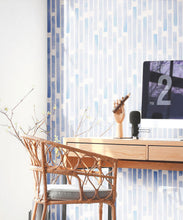 Load image into Gallery viewer, Colonnes Wallpaper • Blue White • Insitu