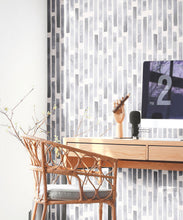 Load image into Gallery viewer, Colonnes Wallpaper • Charcoal White • Insitu