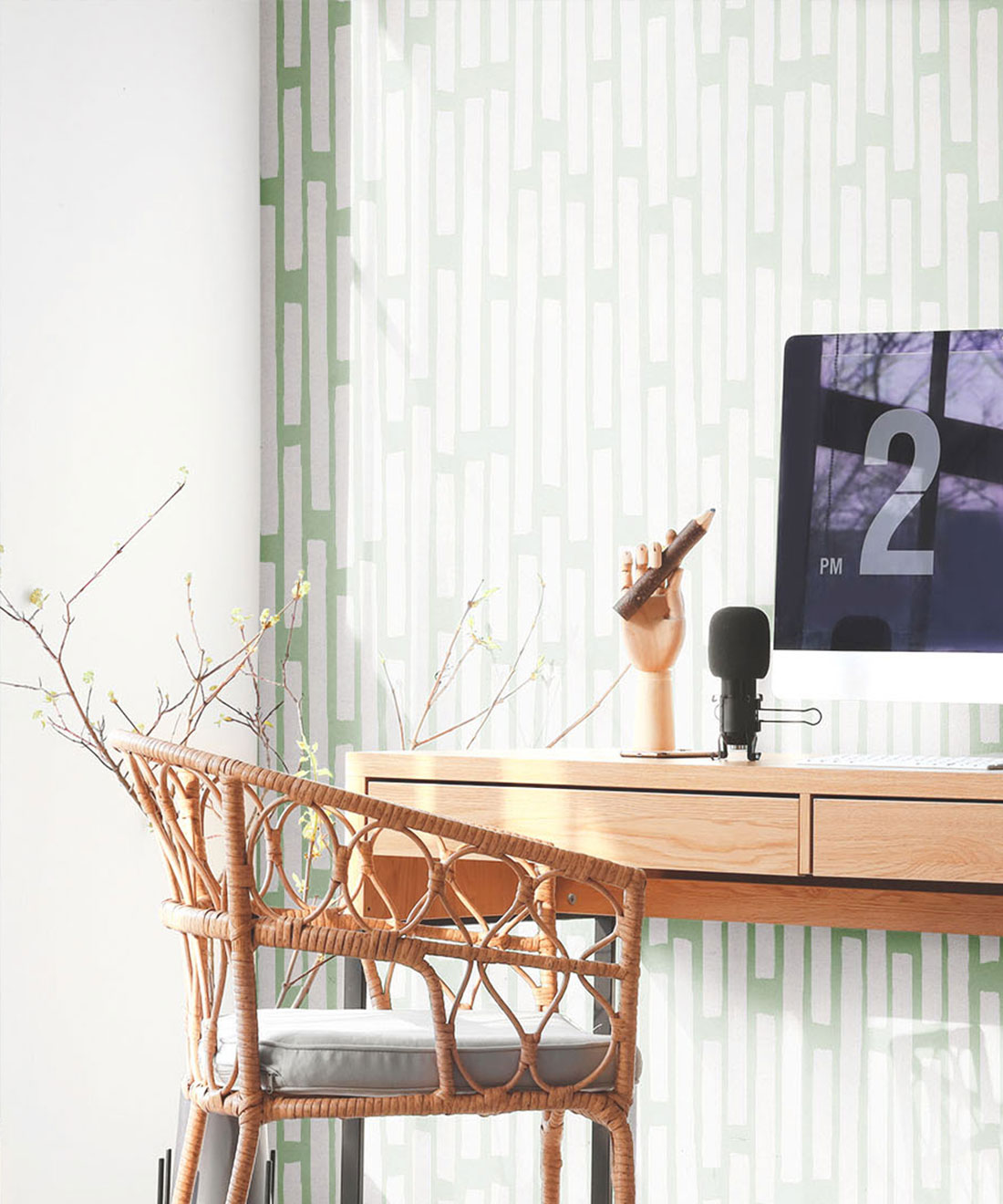 Colonnes Wallpaper • Snow Green • Insitu