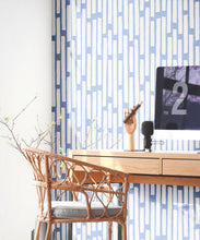 Load image into Gallery viewer, Colonnes Wallpaper • Snow Navy • Insitu