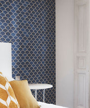 Load image into Gallery viewer, Ecailles Wallpaper • Midnight Light Peach • Insitu
