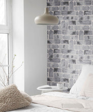 Load image into Gallery viewer, Formes Wallpaper • Charcoal White • Insitu