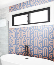 Load image into Gallery viewer, Formes Deux Wallpaper • Salmon Navy • Insitu