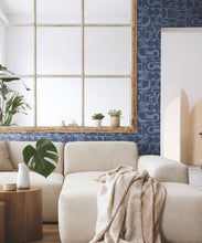 Load image into Gallery viewer, Formes Trios Wallpaper • Midnight Navy • Insitu