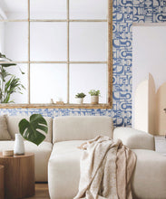 Load image into Gallery viewer, Formes Trios Wallpaper • Snow Navy • Insitu