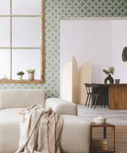 Load image into Gallery viewer, Petales Deux Wallpaper • Snow Green • Insitu