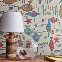 Load image into Gallery viewer, St Tropez Grasscloth Wallpaper by Peter Dunham - Green/Blue on White