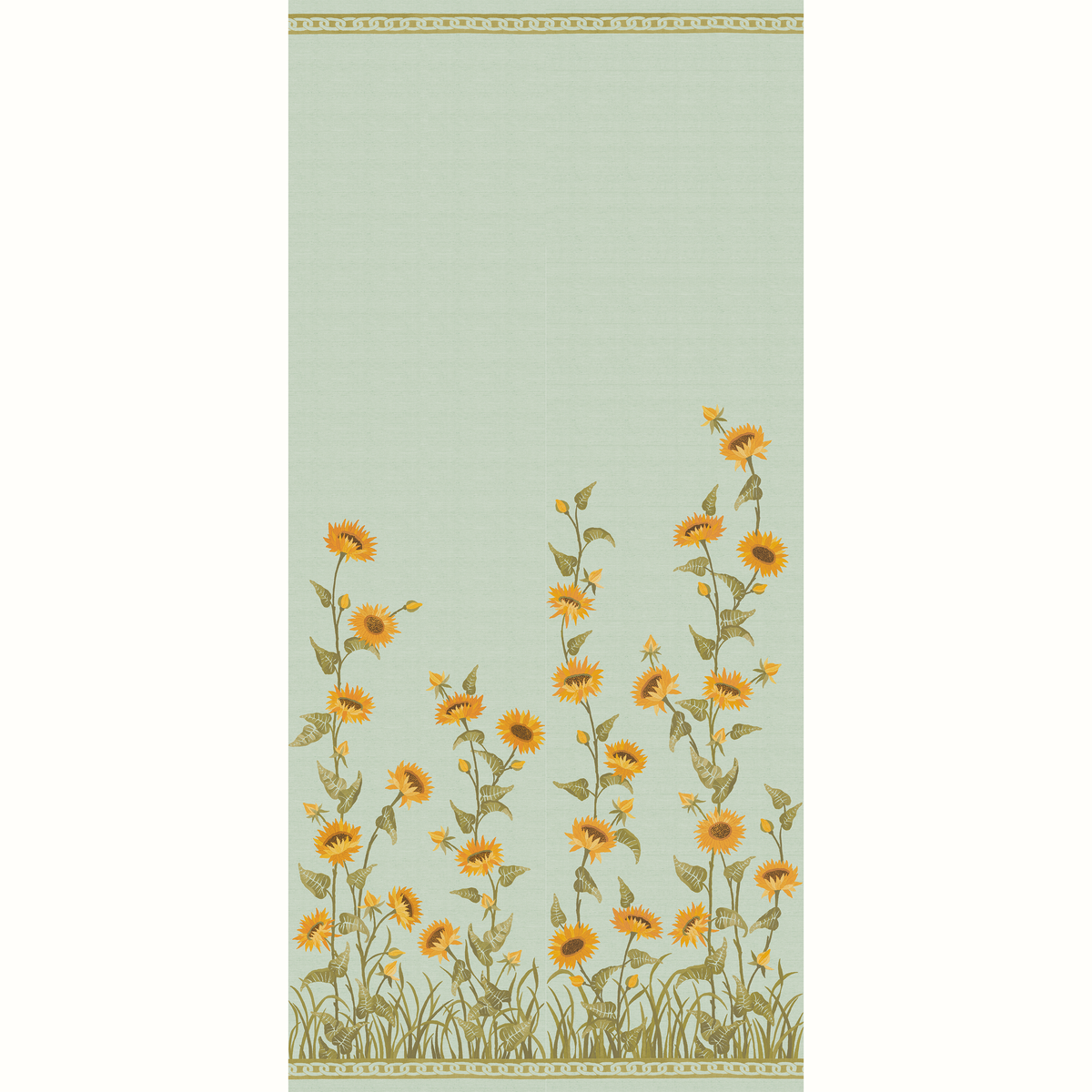 Sunflower Field Grasscloth Mural by Peter Dunham