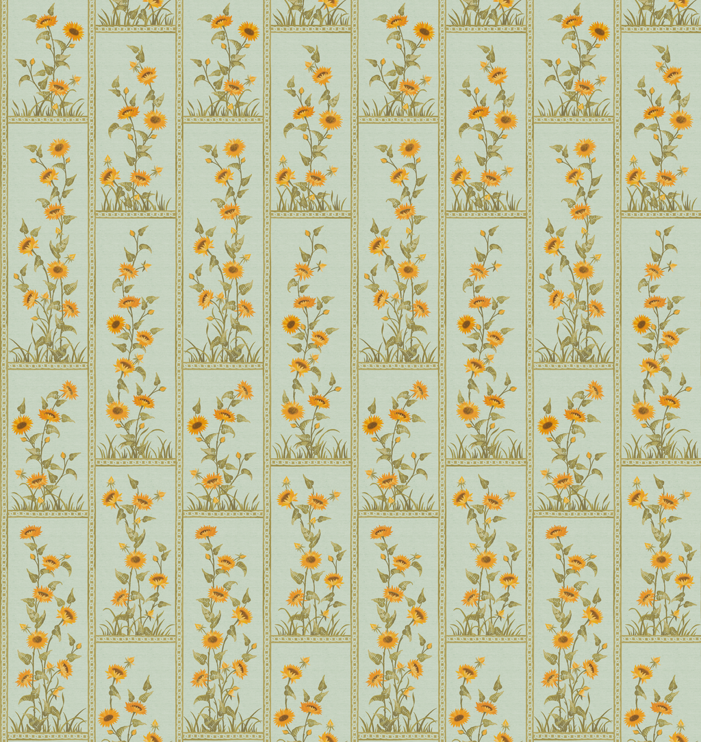 Sunflower Vignette Grasscloth Wallpaper by Peter Dunham