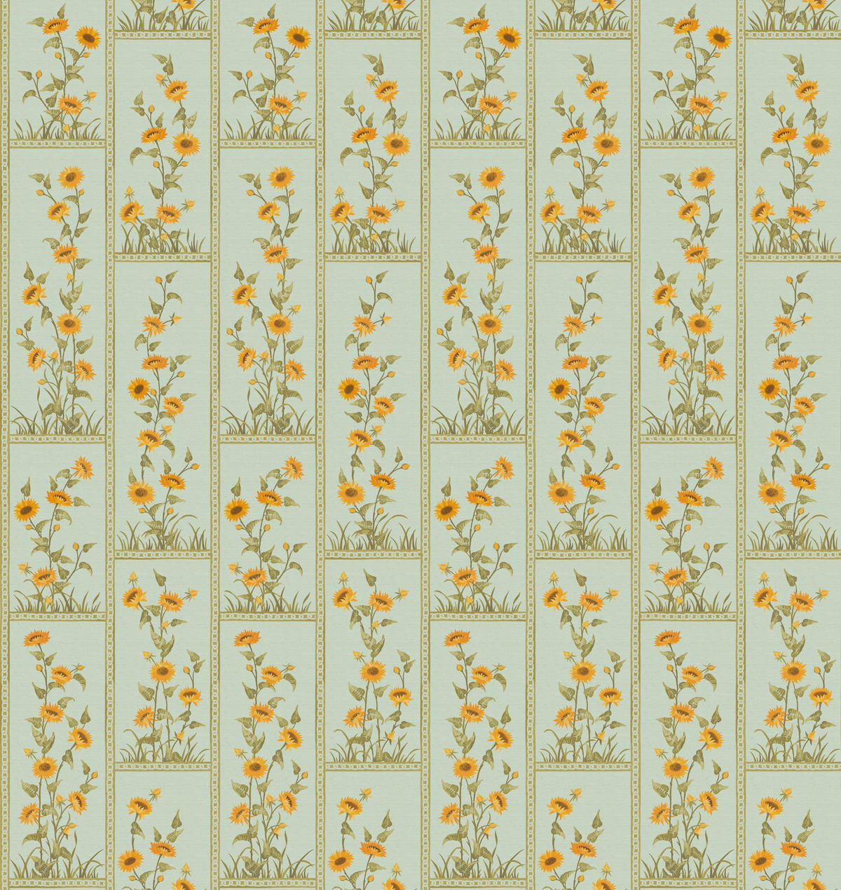 Sunflower Vignette Grasscloth Wallpaper by Peter Dunham