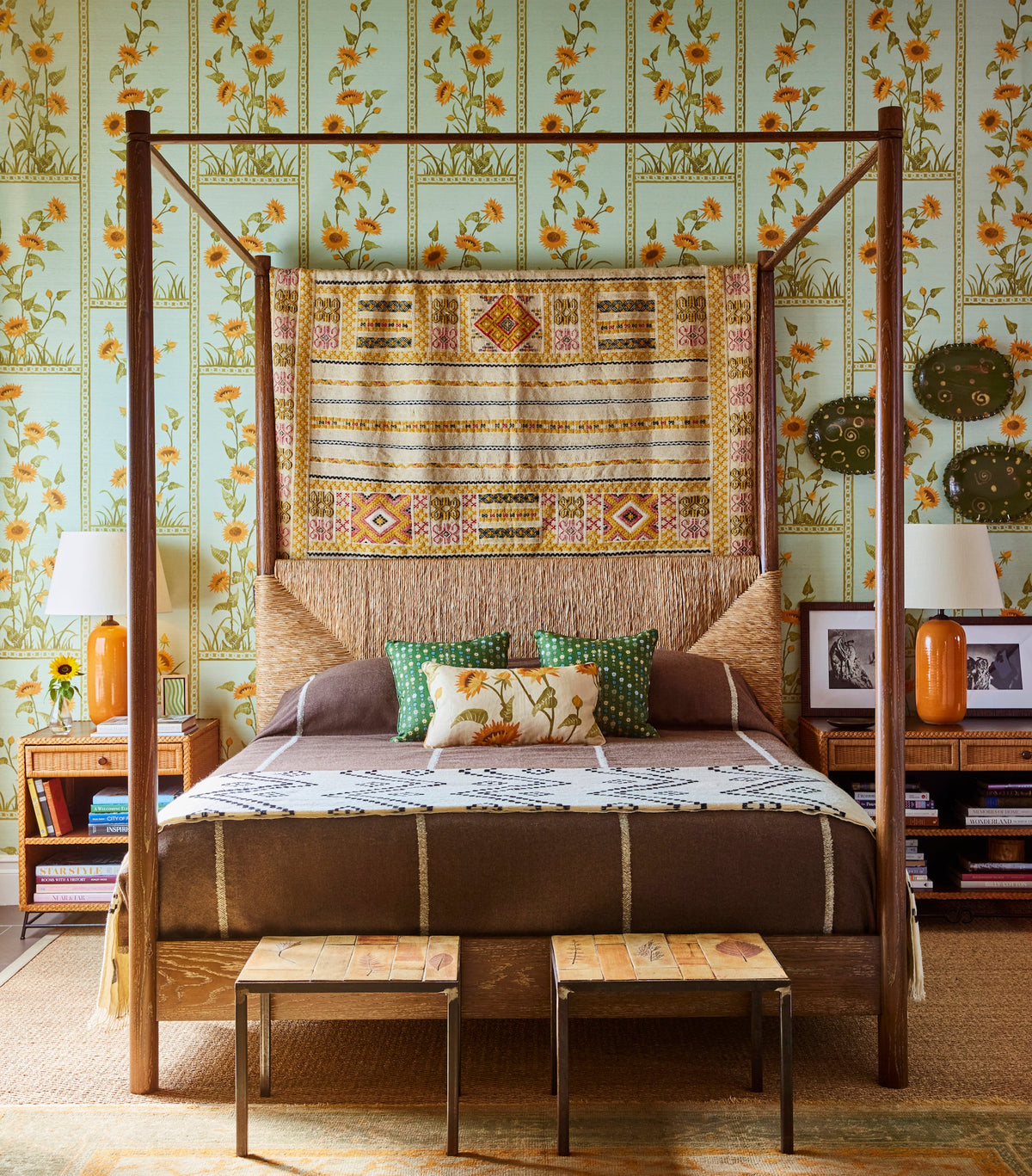 Sunflower Vignette Grasscloth Wallpaper by Peter Dunham