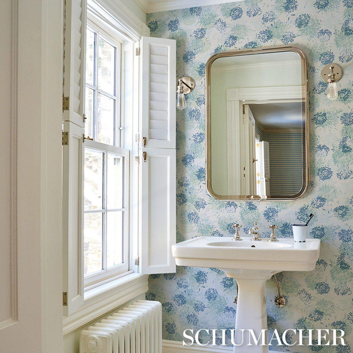 Chrysanthemum By Tillett Wallpaper in an interior setting