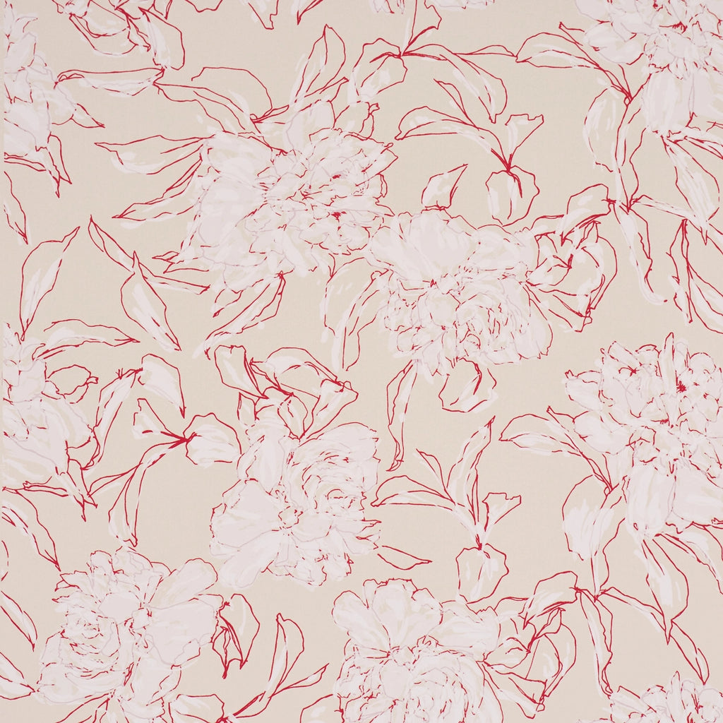 Peony Silhouette Wallpaper - Red