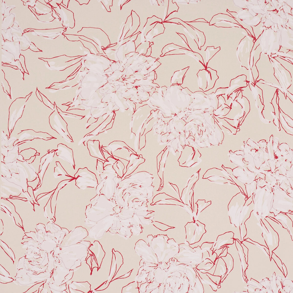 Peony Silhouette Wallpaper - Red