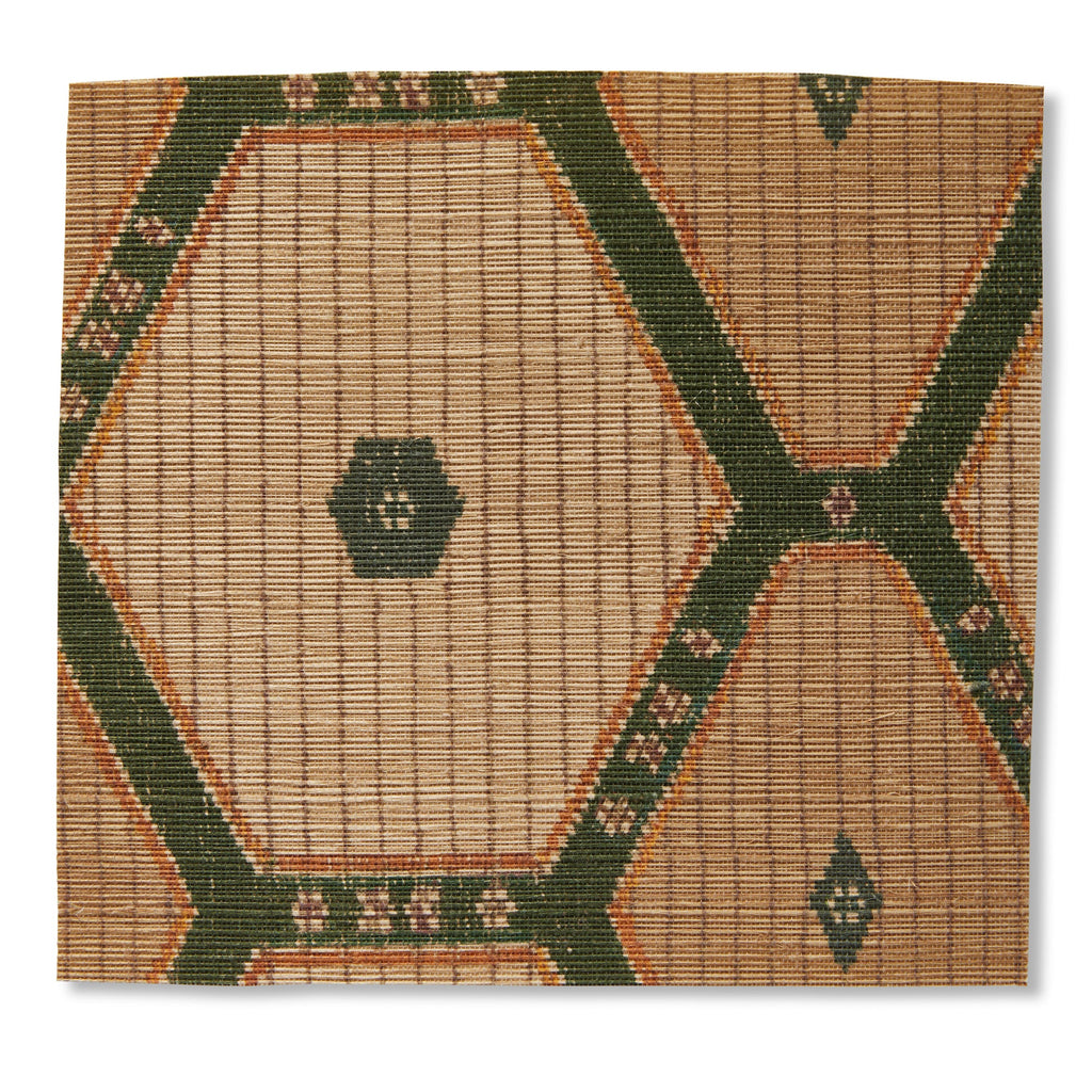 Tuareg Grasscloth Wallpaper by Peter Dunham - Green/Ochre