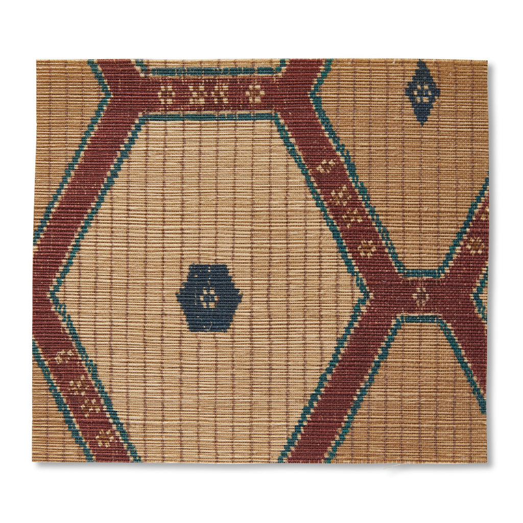 Tuareg Grasscloth Wallpaper by Peter Dunham - Midnight/Red
