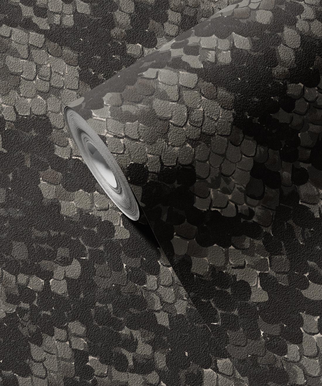 Snakeskin Vinyl Wallpaper - Colourway: Mamba - Swatch