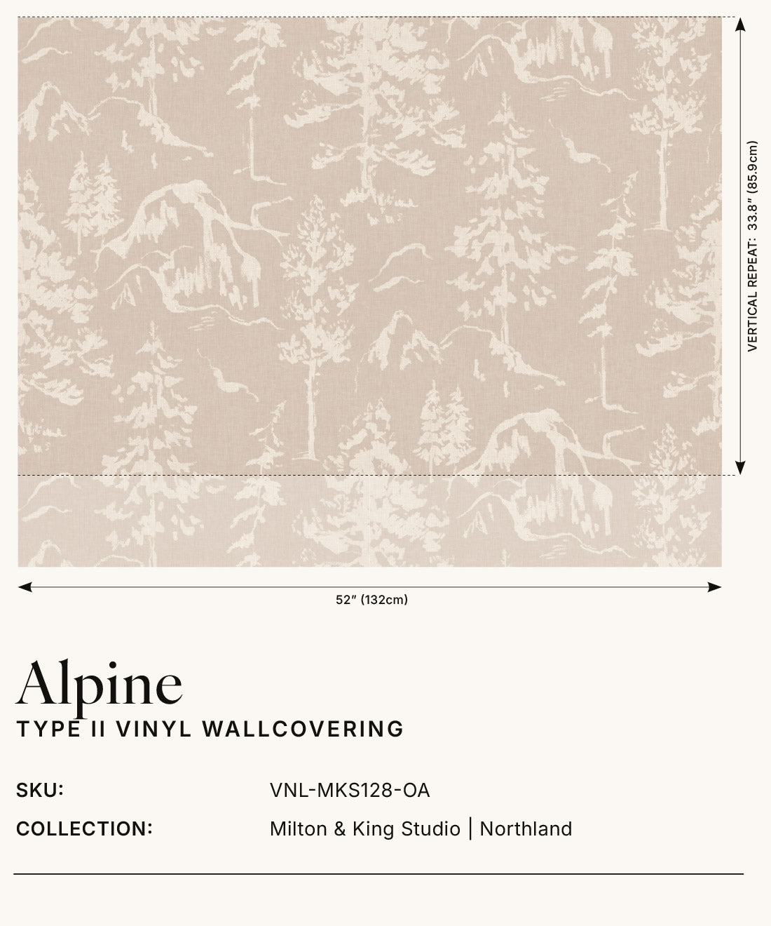 Alpine Vinyl Wallpaper - Colourway: Oat - Insitu