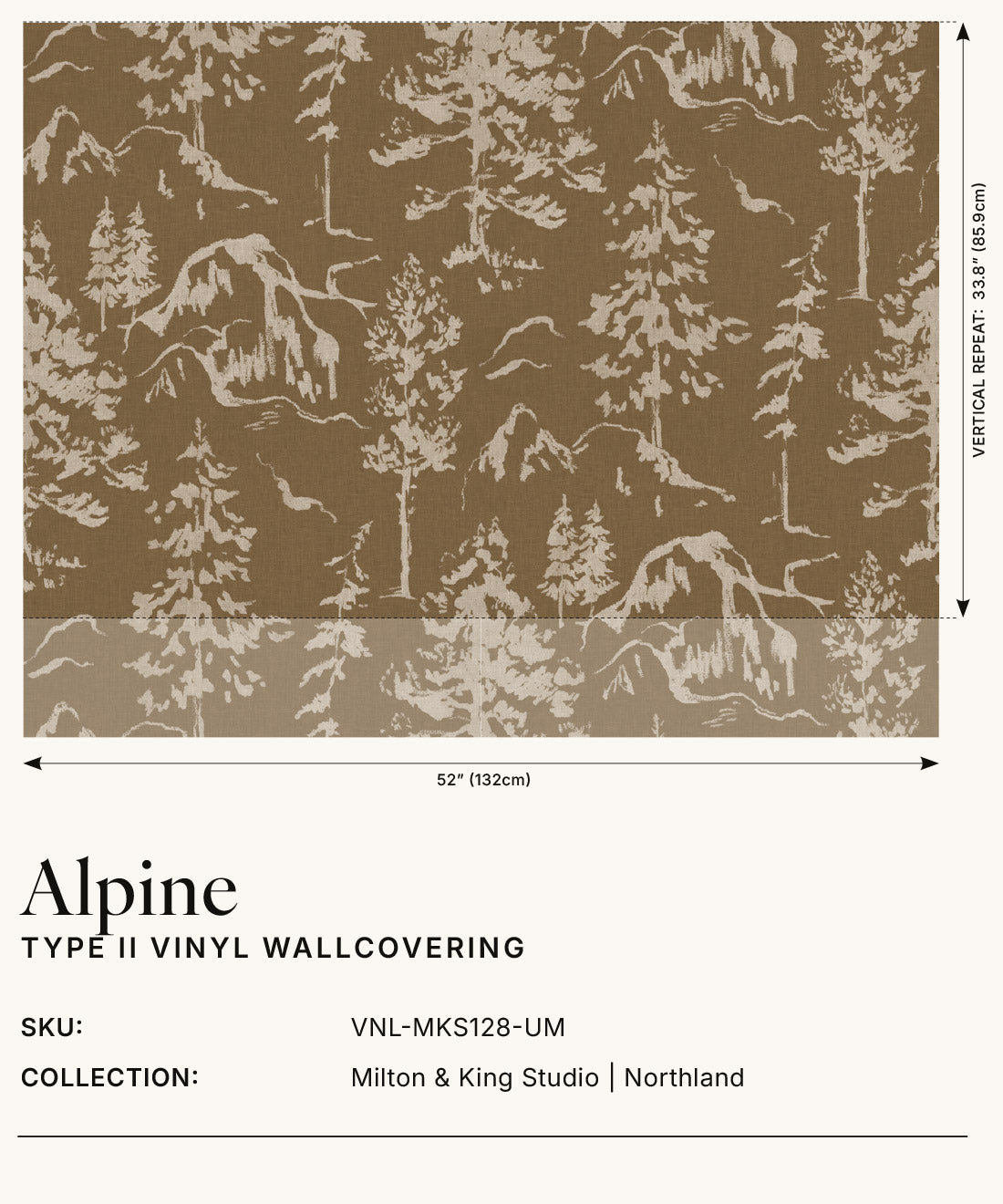 Alpine Vinyl Wallpaper - Colourway: Umber - Insitu
