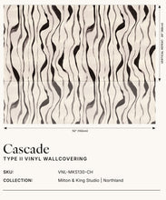 Load image into Gallery viewer, Cascade Vinyl Wallpaper - Colourway: Charcoal - Insitu