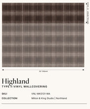 Load image into Gallery viewer, Highland Vinyl Wallpaper - Colourway: Walnut - Insitu