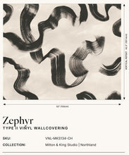 Load image into Gallery viewer, Zephyr Vinyl Wallpaper - Colourway: Charcoal - Insitu
