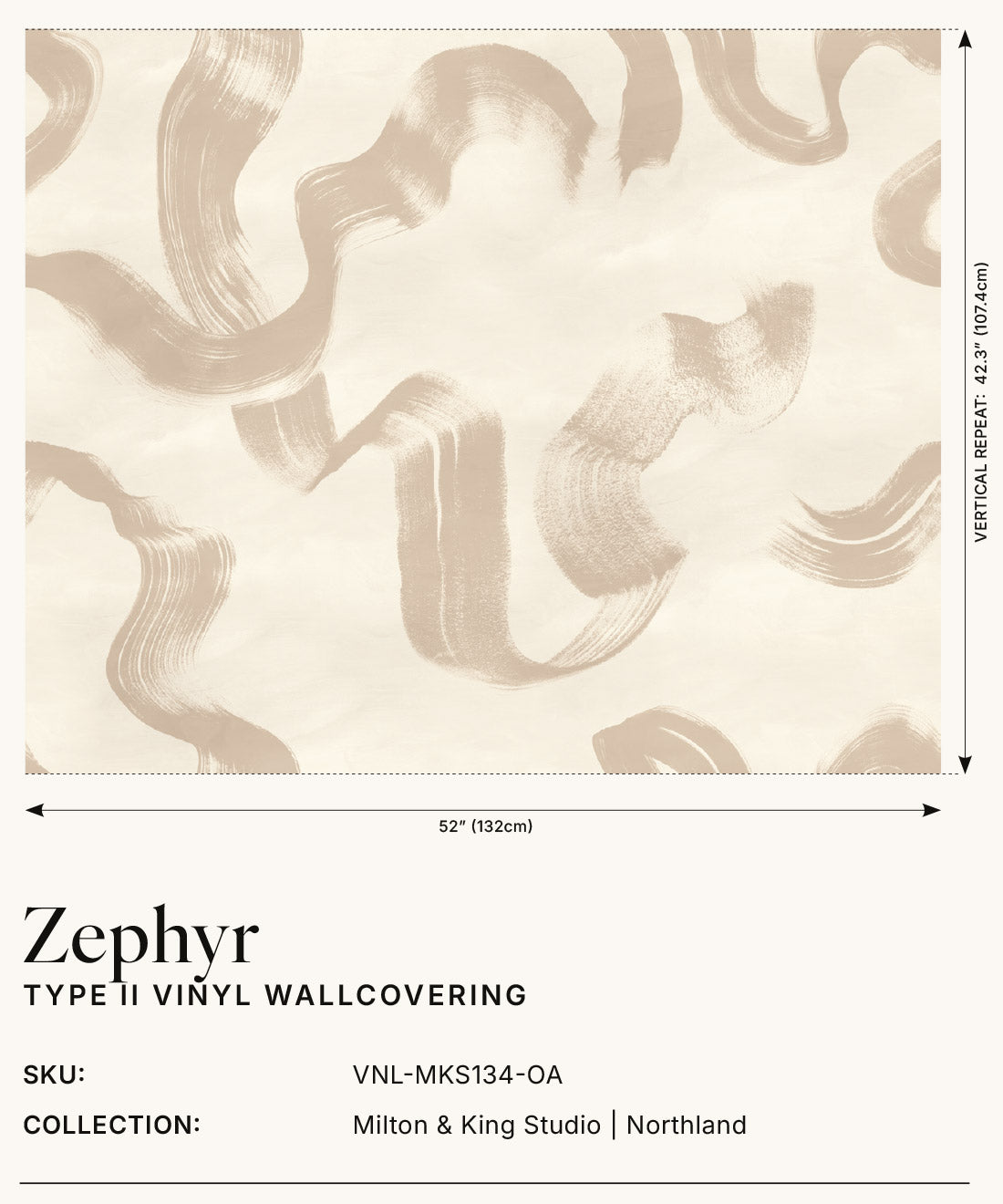 Zephyr Vinyl Wallpaper - Colourway: Oat - Insitu