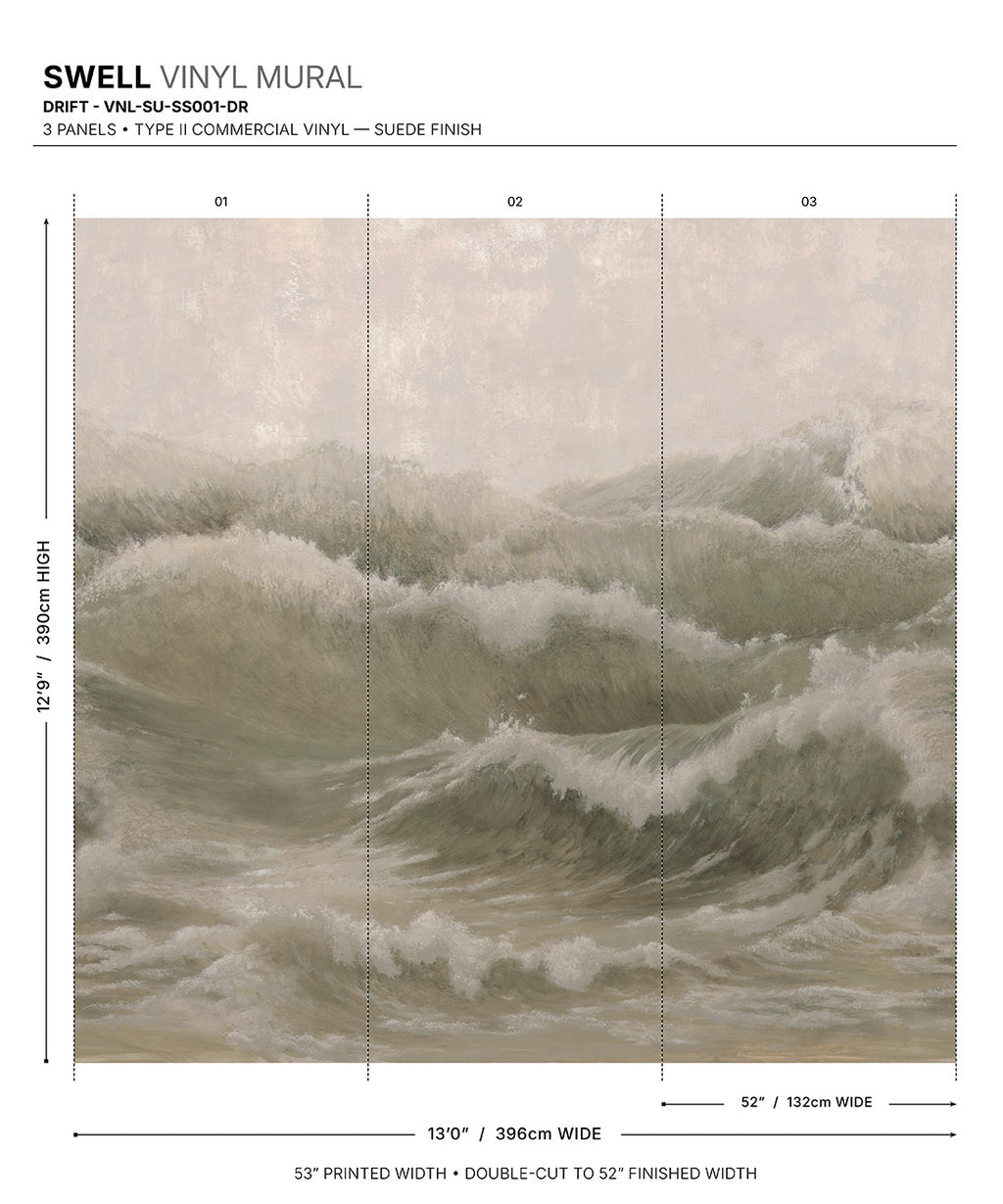 Swell Vinyl Mural - Colourway: Drift - Diagram