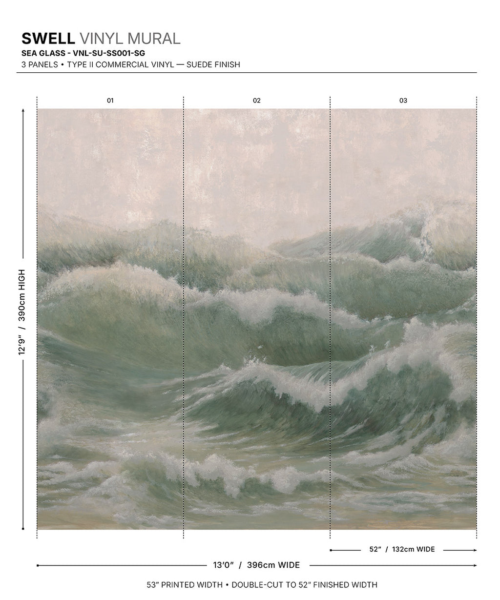 Swell Vinyl Mural - Colourway: Sea Glass - Diagram