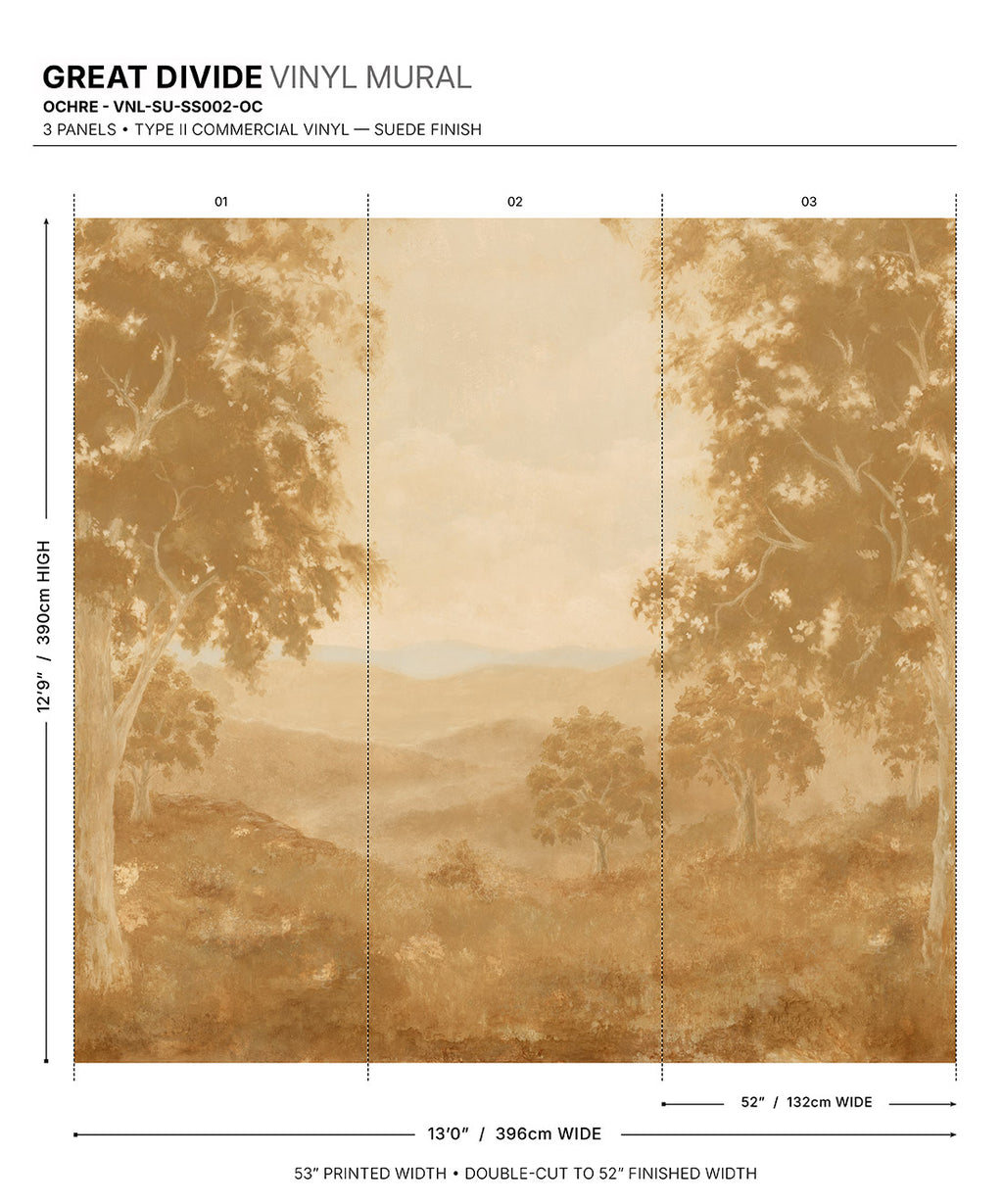 Great Divide Vinyl Mural - Colourway: Ochre - Diagram