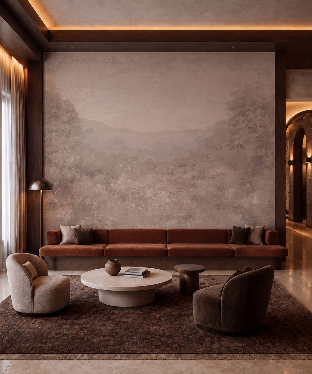 Valewood Vinyl Mural - Colourway: Sienna - Insitu