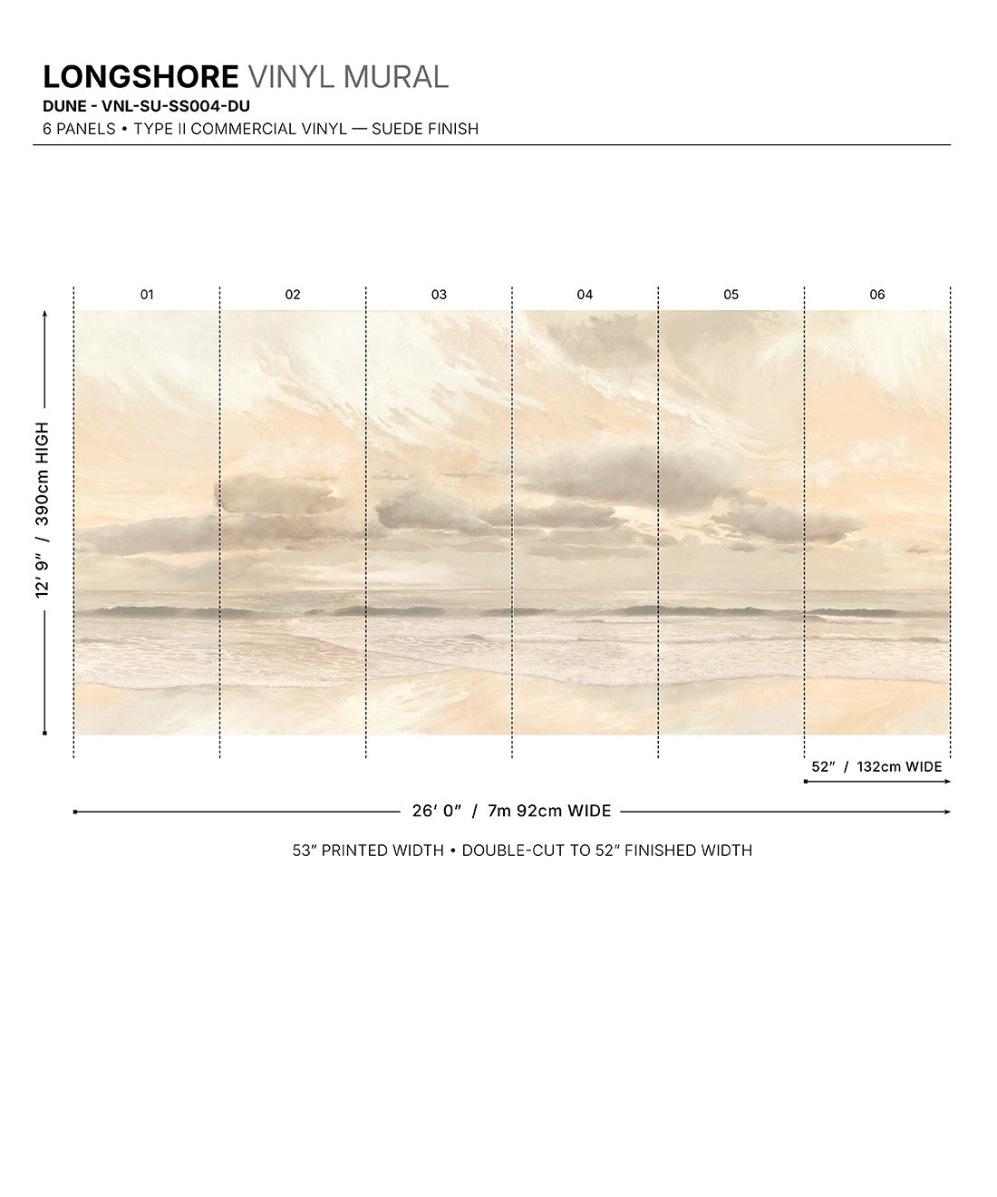Longshore Vinyl Mural - Colourway: Dune - Diagram