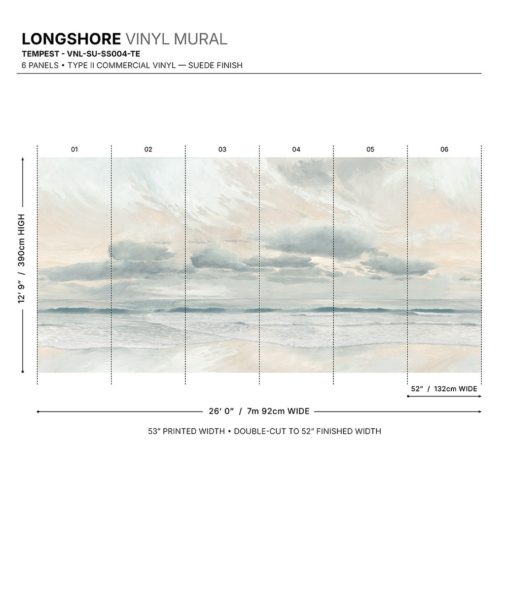 Longshore Vinyl Mural - Colourway: Tempest - Diagram