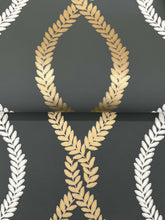 Load image into Gallery viewer, Laureate Wallpaper - Off Black wallpaper detail