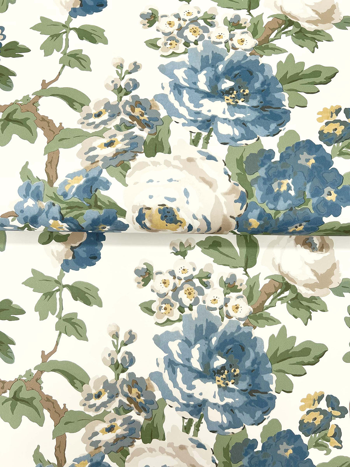 Beatrix Wallpaper - Blue & Green wallpaper detail