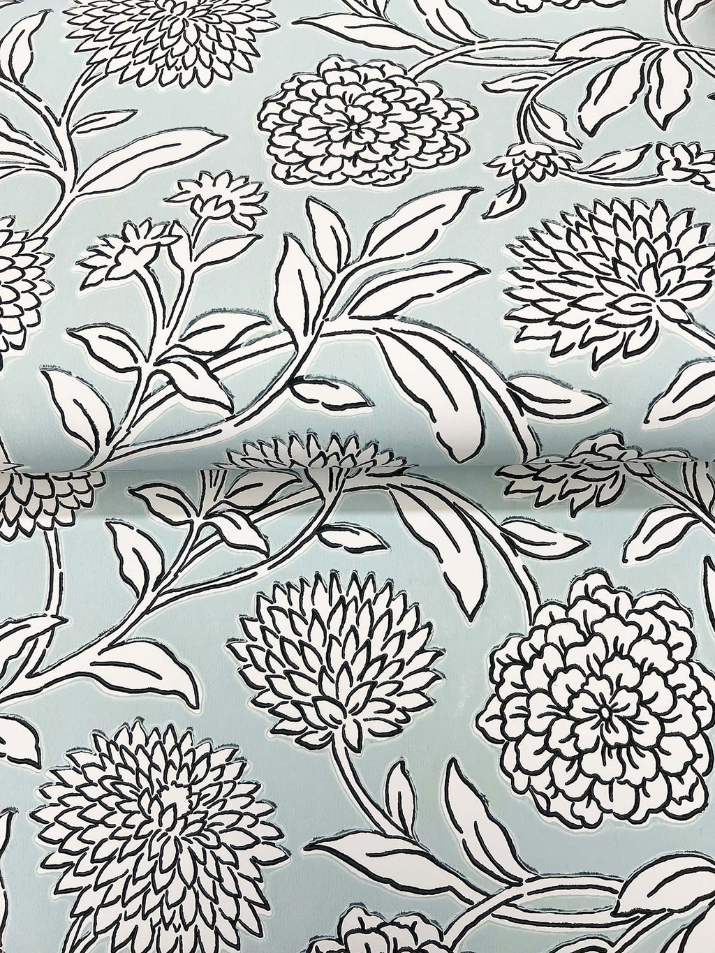 Chatsworth Garden Wallpaper - Sky Blue wallpaper detail