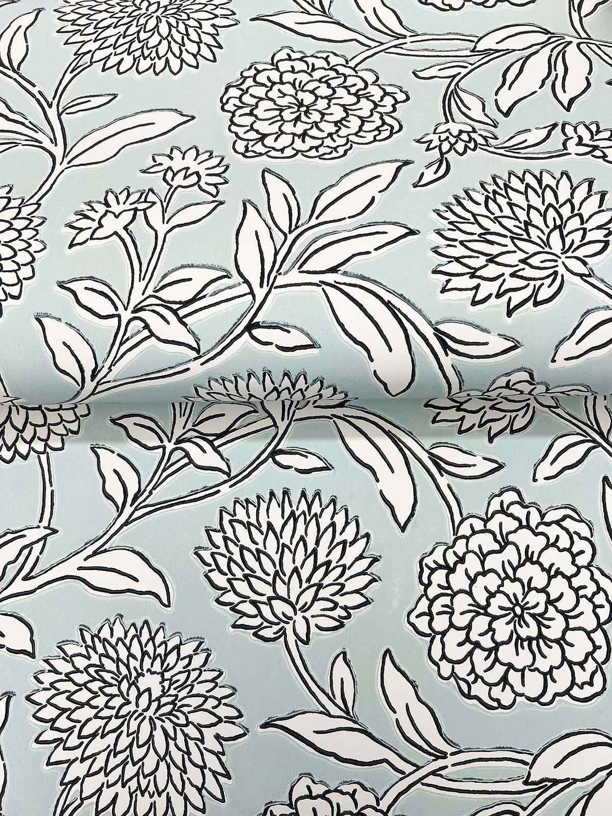 Chatsworth Garden Wallpaper - Sky Blue wallpaper detail