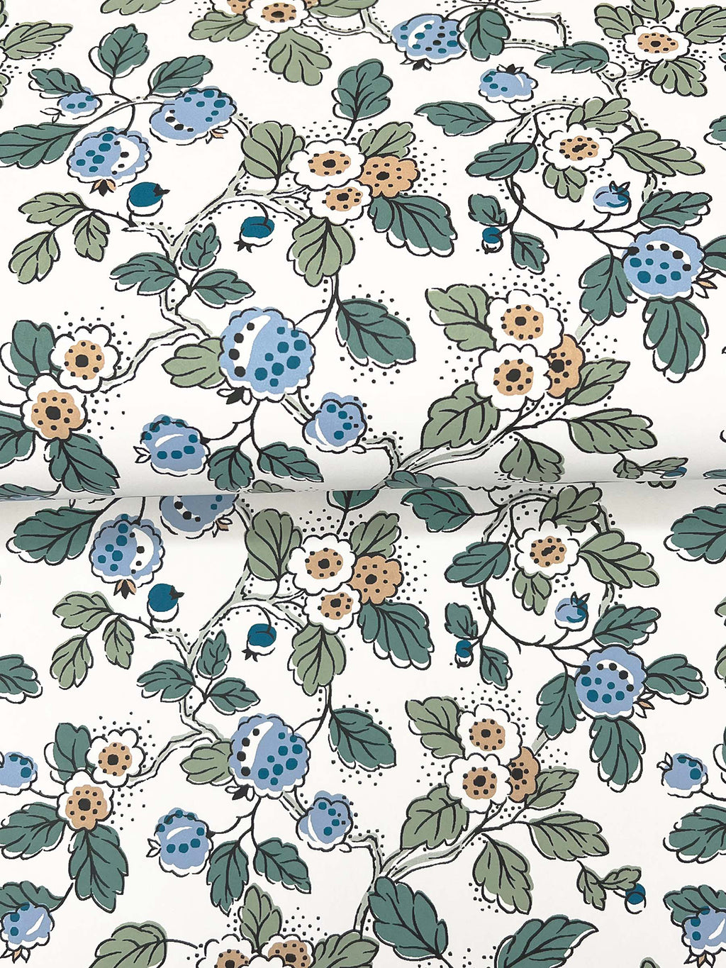 Framboise Wallpaper - Blue & Green wallpaper detail
