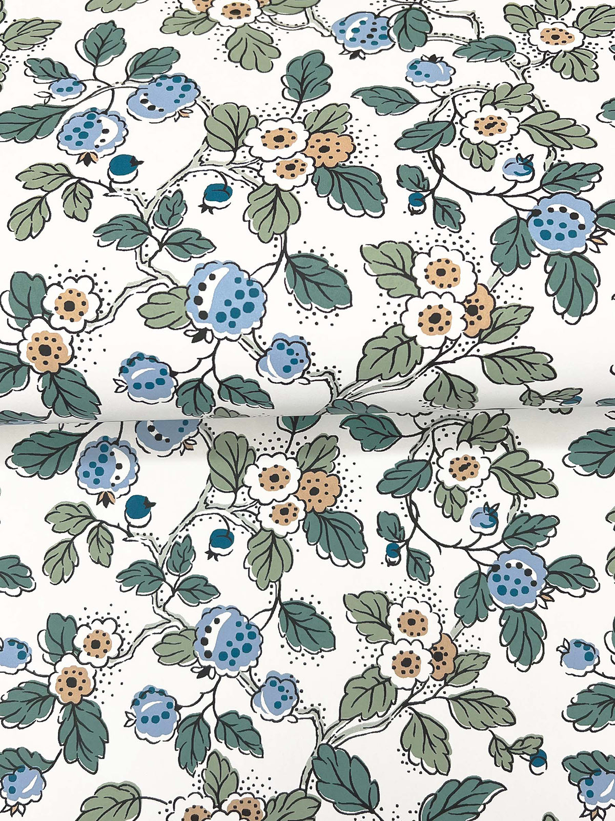 Framboise Wallpaper - Blue & Green wallpaper detail