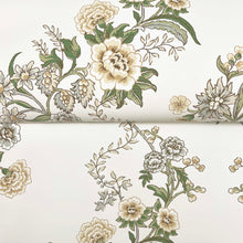Load image into Gallery viewer, Genevieve Wallpaper - Butter &amp; Green wallpaper detail