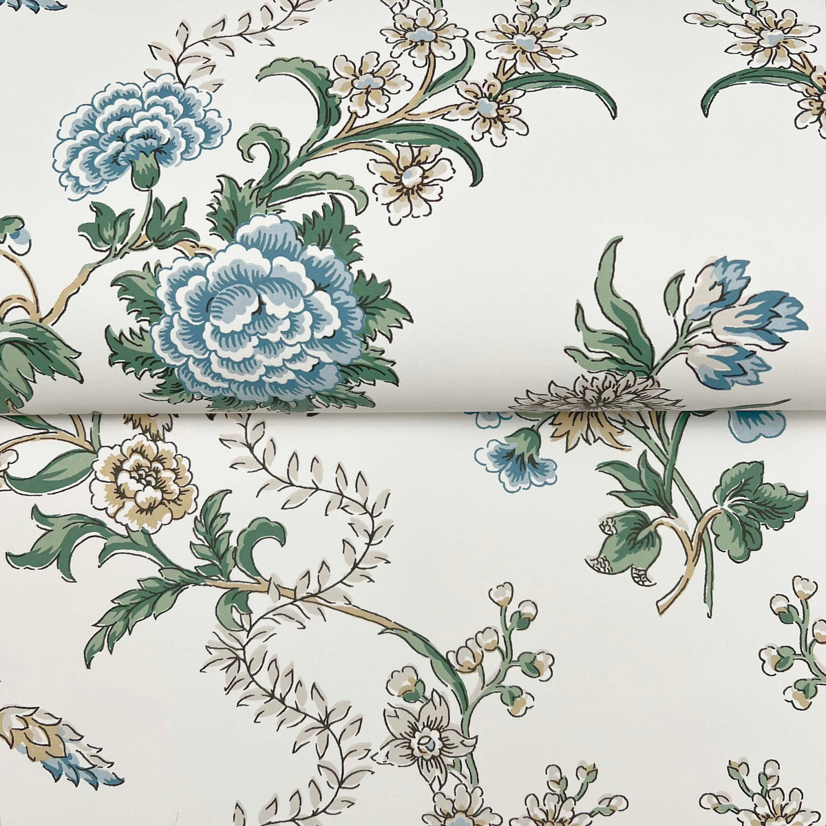 Genevieve Wallpaper - Blue & Green wallpaper detail