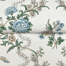 Load image into Gallery viewer, Genevieve Wallpaper - Blue &amp; Green wallpaper detail