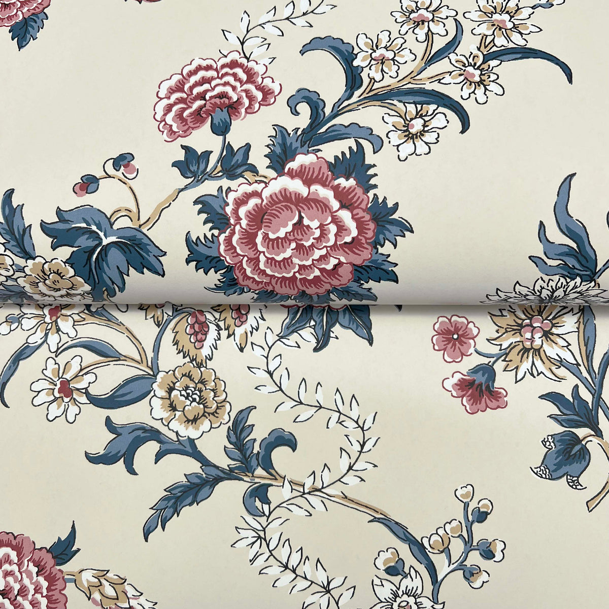 Genevieve Wallpaper - Red & Navy wallpaper detail