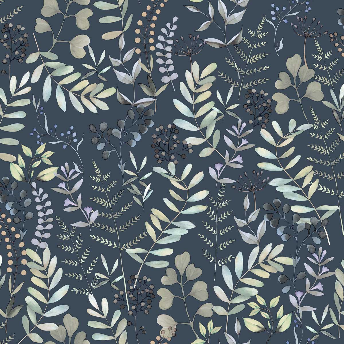 Olivia Botanical Wallpaper - Navy pattern