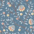 Vintage Botanical Blooms Wallpaper - Blue pattern