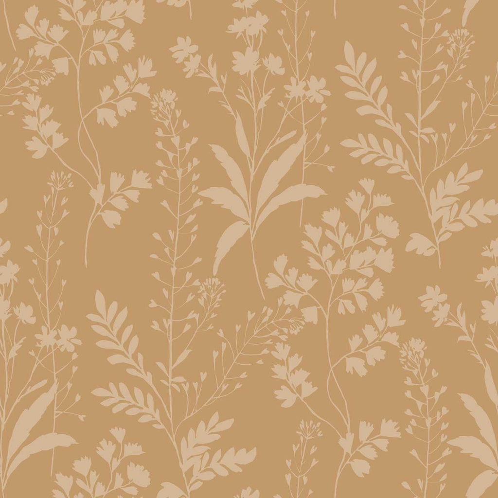 Wildflower Silhouettes Wallpaper - Yellow pattern