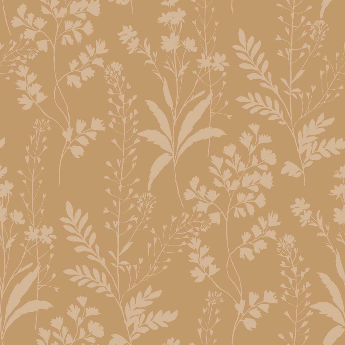 Wildflower Silhouettes Wallpaper - Yellow pattern