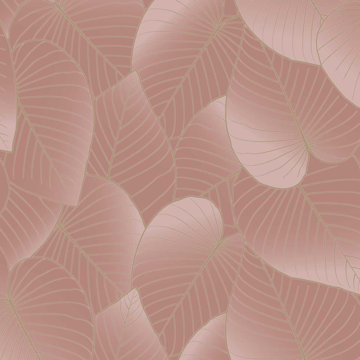 Graphic Leaves Wallpaper - Blush pattern