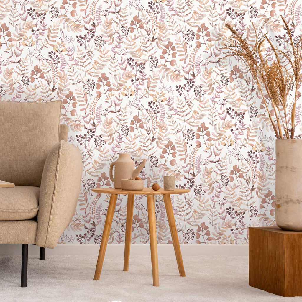 Olivia Botanical Wallpaper - Pink room view