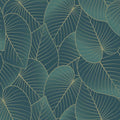 Graphic Leaves Wallpaper - Dark Green pattern